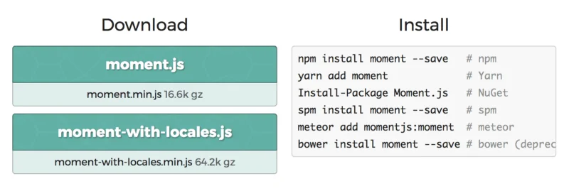 Install instructions for moment.js