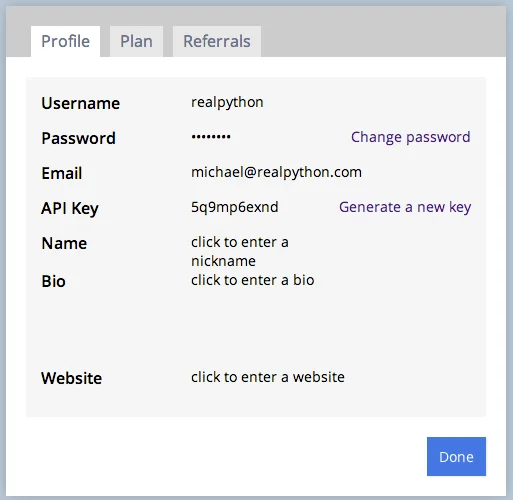 Plotly API credentials